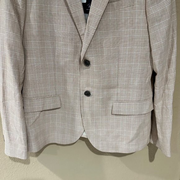 RARE NWT J.Crew Ludlow Tan Plaid Blazer Size Women Size 14 Linen Checkered Coat - Picture 4 of 14